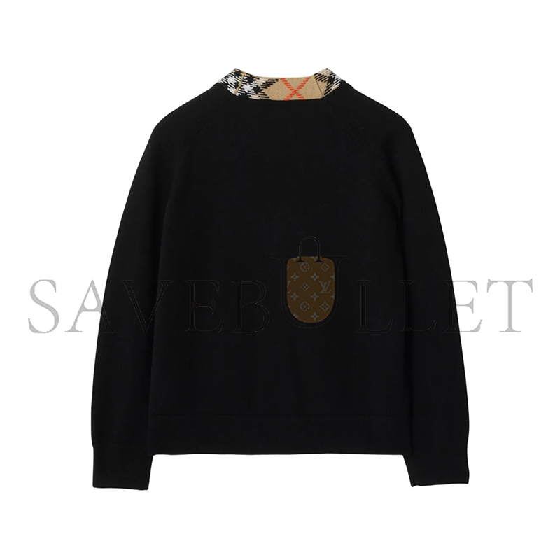 Bv*b*rry checkered trim wool cardigan